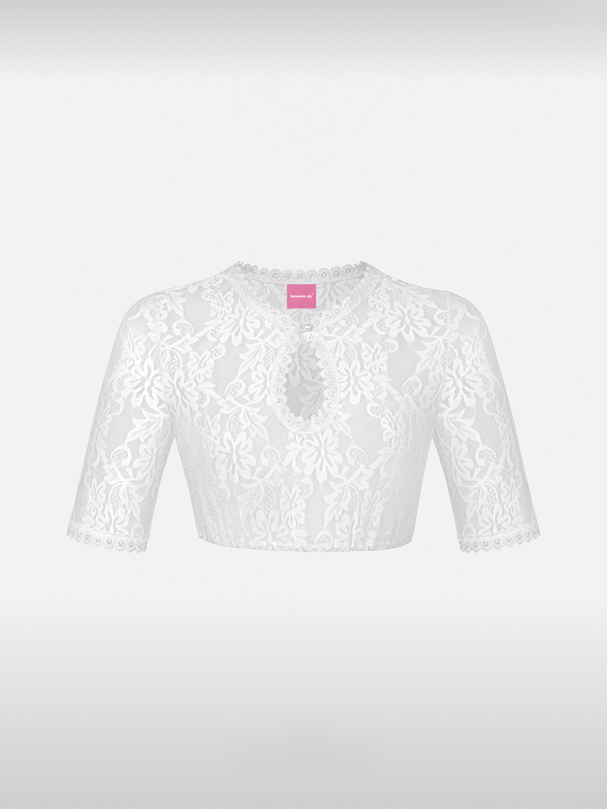 Weiß Halbarm Lochausschnitt Dirndlbluse